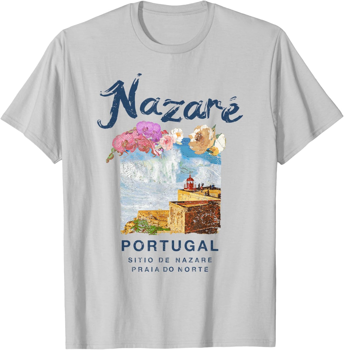 Nazare Portugal Praia do Norte Vintage Surfing T-Shirt - T-Shirt | Ash