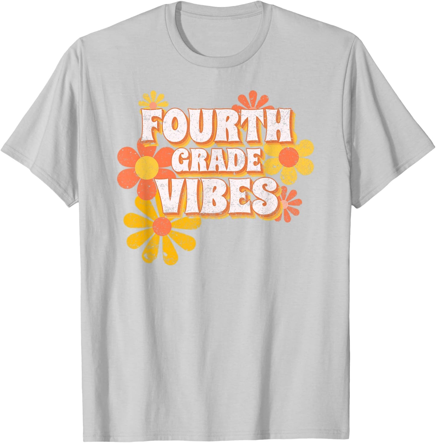 Fourth Grade Vibes Vintage Retro 4th grade Teacher Student T-Shirt - T-Shirt | Ash
