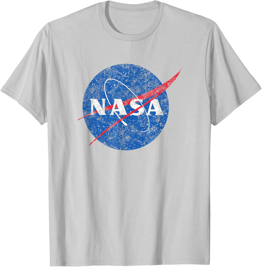 Officially Licensed NASA Meatball Logo Space Crew Distressed T-Shirt - T-Shirt | Ash