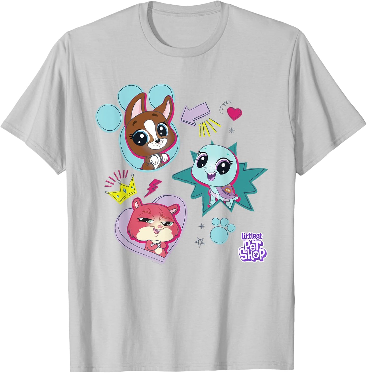 Littlest Pet Shop Pawsitively Cute Group T-Shirt - T-Shirt | Ash