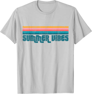 Retro Summer Vibes Beach Vacation Vintage Cute Women's Gift T-Shirt - T-Shirt | Ash