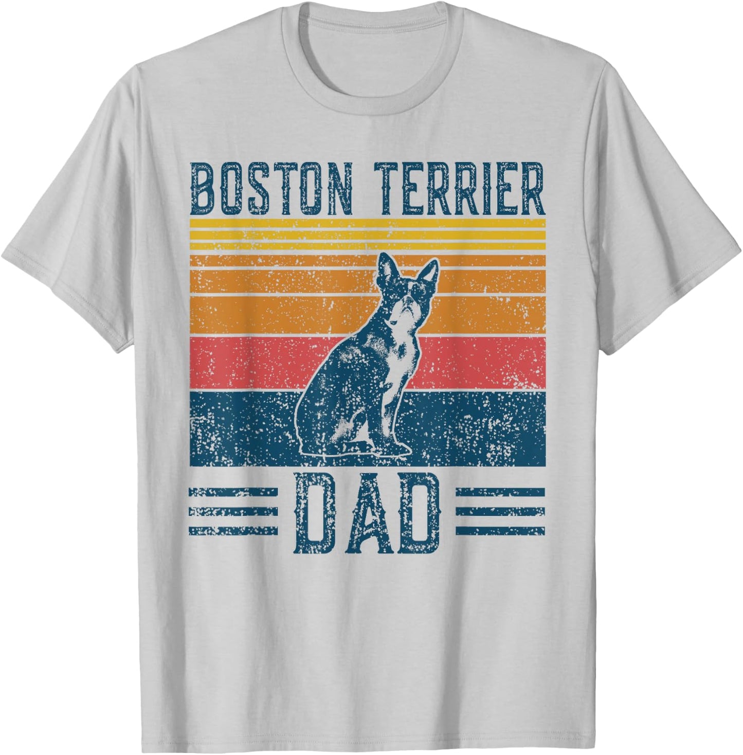 Dog Papa - Vintage Boston Terrier Dad Men Women T-Shirt - T-Shirt | Ash