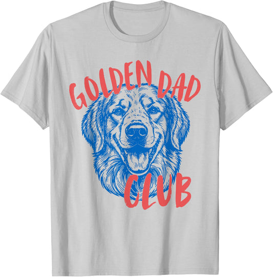 Golden Dad Club Funny Golden Retriever Dog Dad Vintage T-Shirt - T-Shirt | Ash