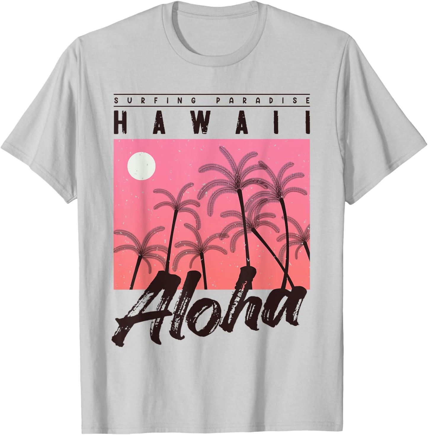 Aloha Hawaii Palm Tree retro sunset beach girls boys T-Shirt - T-Shirt | Ash