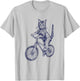 Cat Cycling Bicycle Funny Biker Cute Animal Biking Bike T-Shirt - T-Shirt | Ash