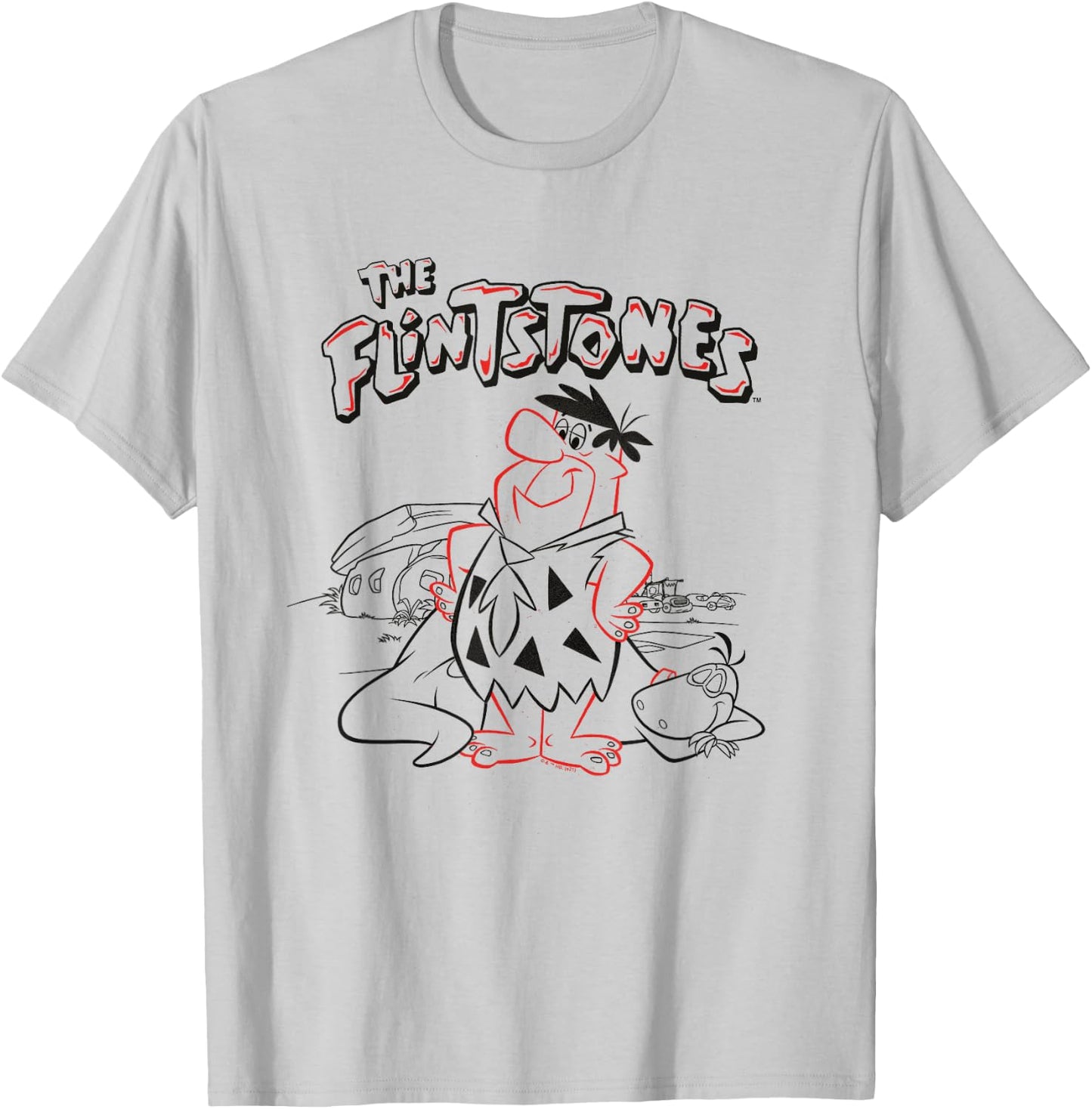 The Flintstones Fred with Sleeping Dino T-Shirt - T-Shirt | Ash