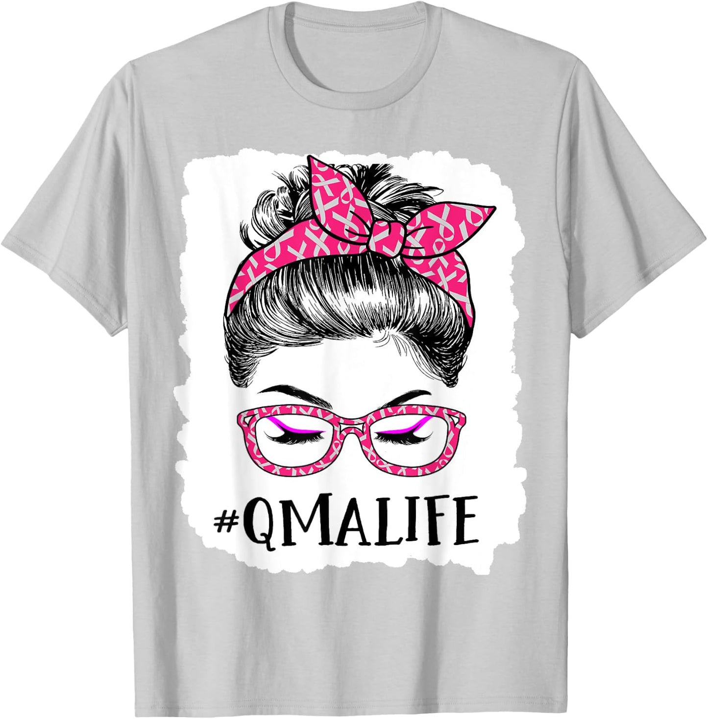 QMA Qualified Medication Aide In October We Wear Pink T-Shirt - T-Shirt | Ash