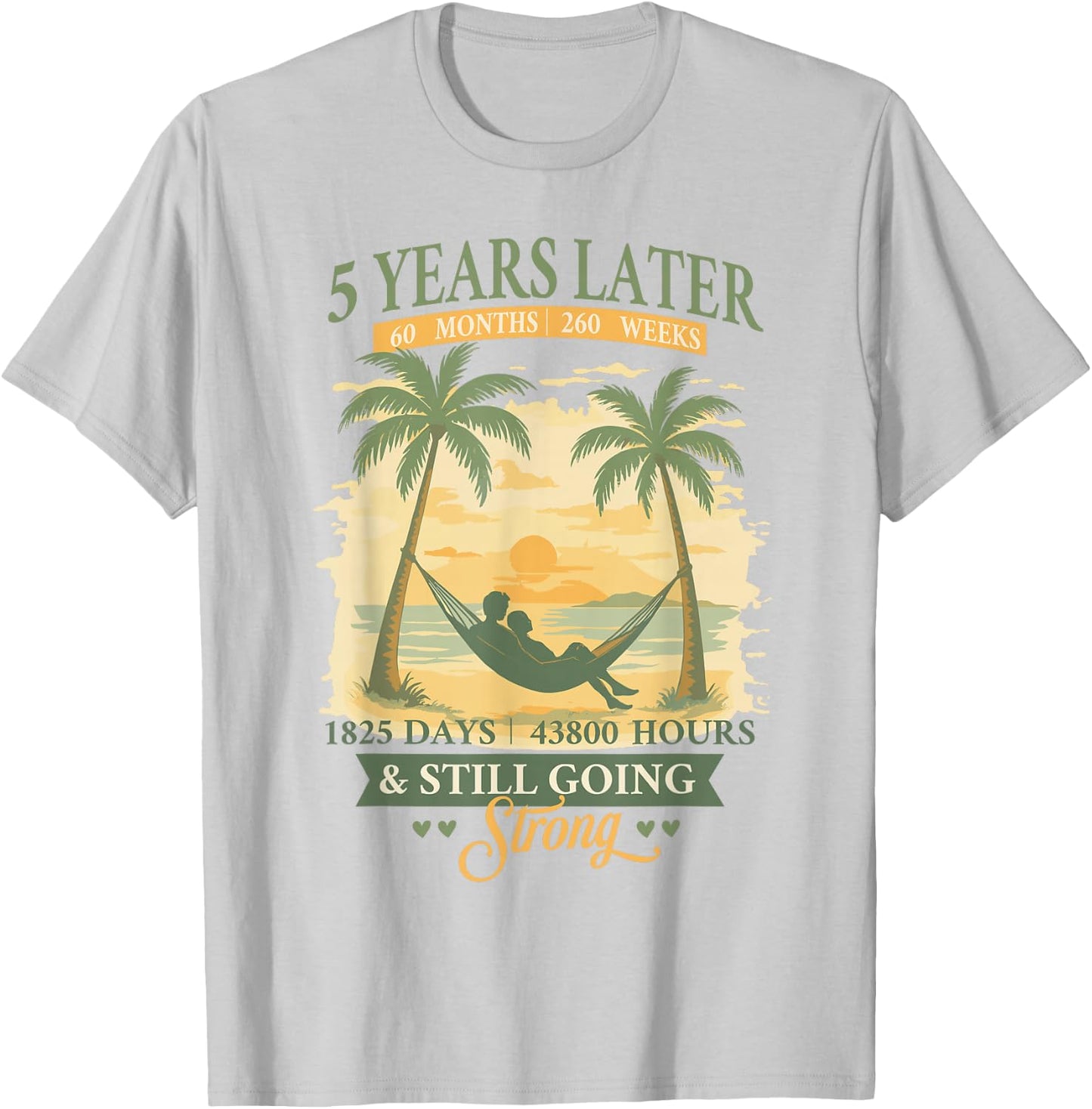 5th Wedding Anniversary Beach Matching Couples 5 Years T-Shirt - T-Shirt | Ash