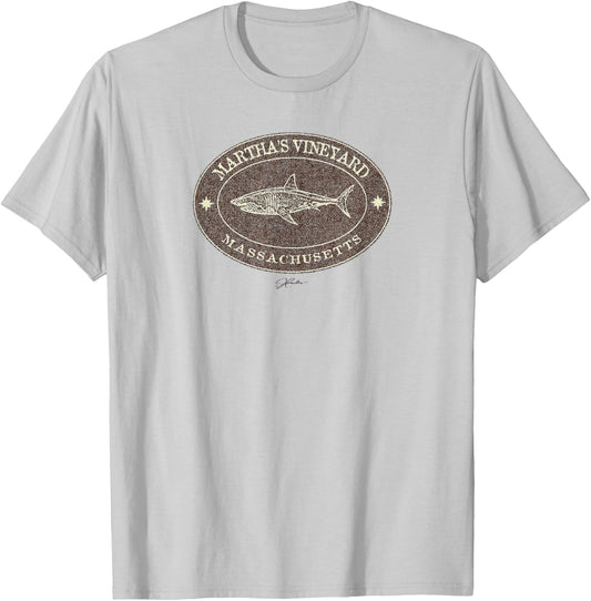 JCombs: Martha's Vineyard, MA, Great White Shark T-Shirt - T-Shirt | Ash