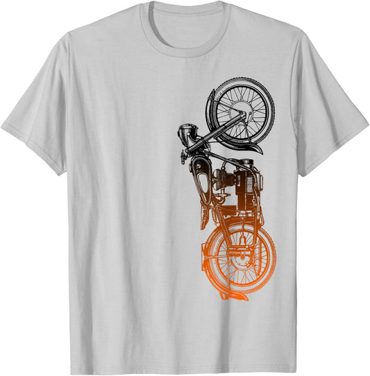 Vintage Retro Black Motorcycle Orange Ombre T-Shirt - T-Shirt | Ash