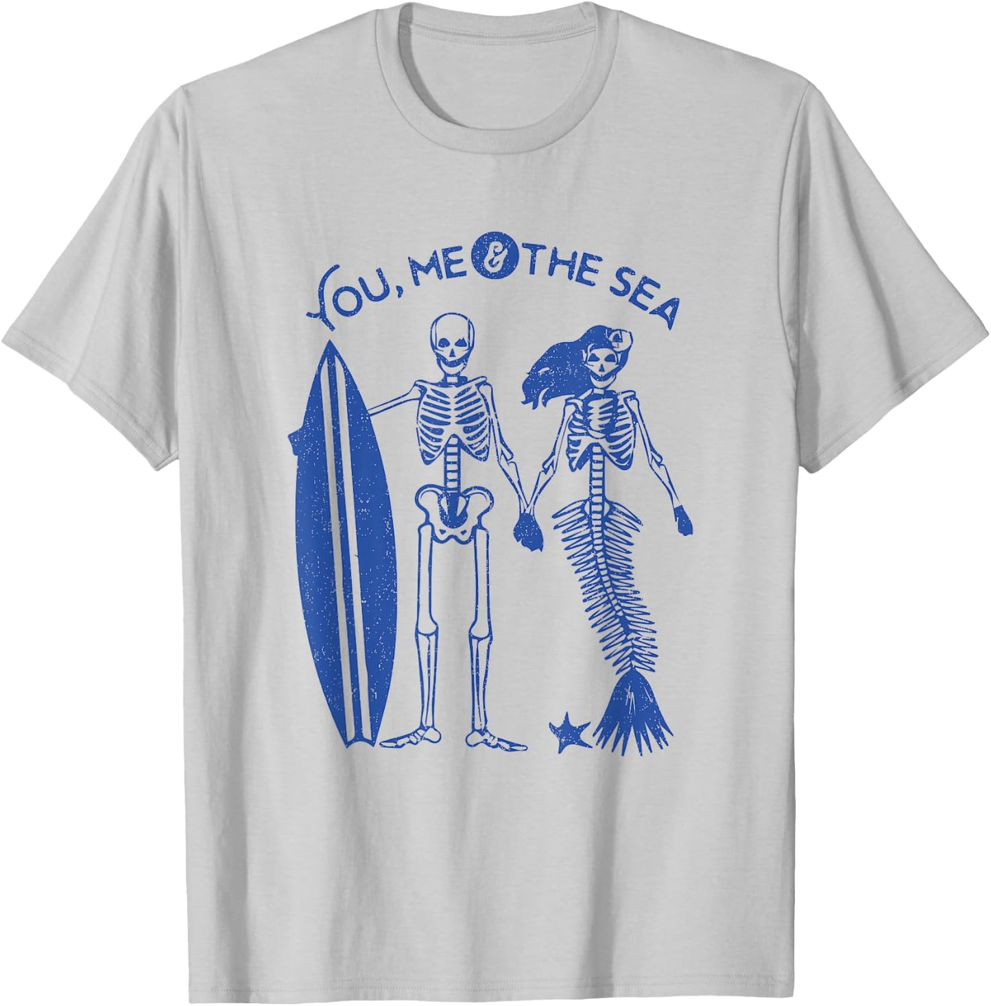 Mermaid Skeleton Island Surf Skull Shirt T-Shirt - T-Shirt | Ash