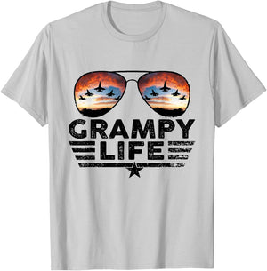 Pilot Grampy Shirt, Cool Grampy Pilot Sunglasses T-Shirt - T-Shirt | Ash