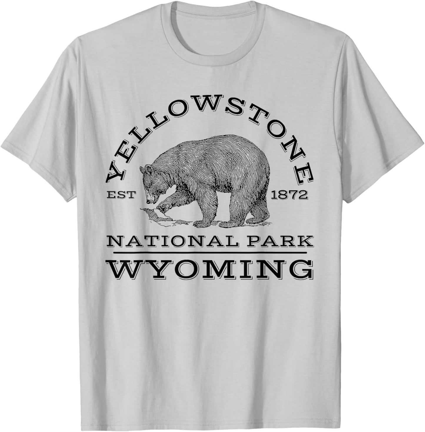 Yellowstone National Park Bear Wyoming Hike Outdoors T-Shirt - T-Shirt | Ash