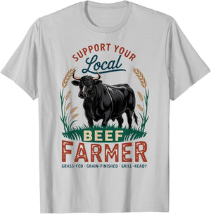 Proud Black Angus Local Beef Cattle Farmer T-Shirt - T-Shirt | Ash