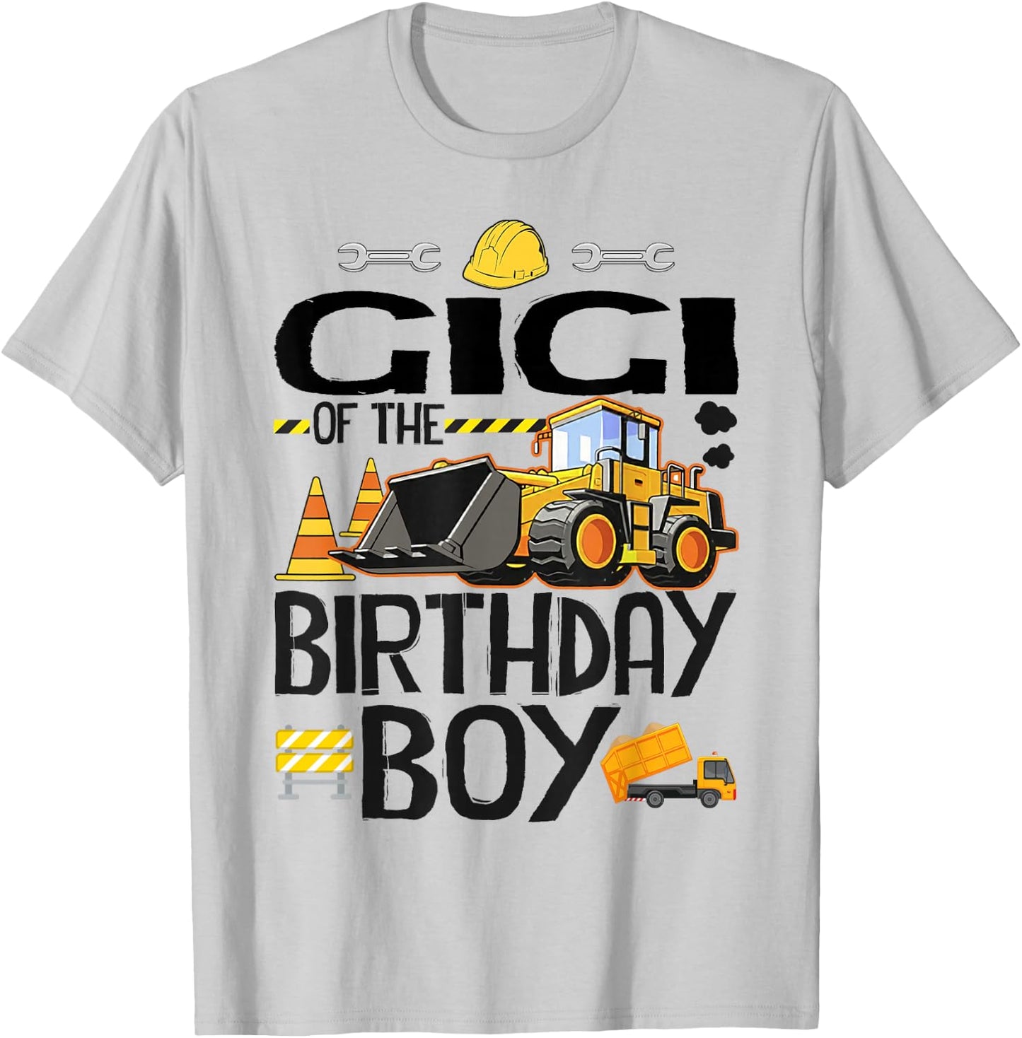Gigi of The Birthday Boy Construction Excavator Family T-Shirt - T-Shirt | Ash