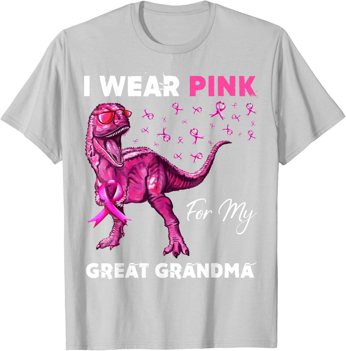 I Wear Pink For My Great Grandma Breast Cancer Awareness T-Shirt - T-Shirt | Ash
