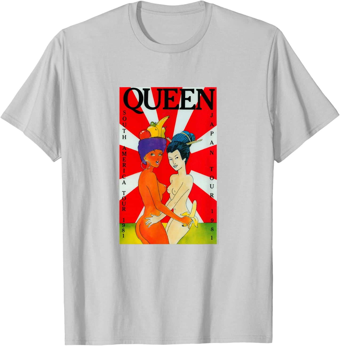 Queen Official South America Japan Tour 1981 T-Shirt - T-Shirt | Ash