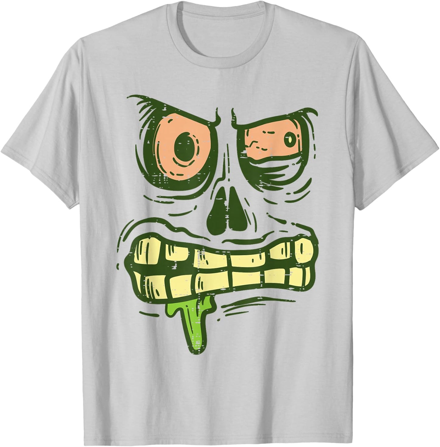 Green Zombie Monster Face Scary Spooky Halloween Boys Kids T-Shirt - T-Shirt | Ash