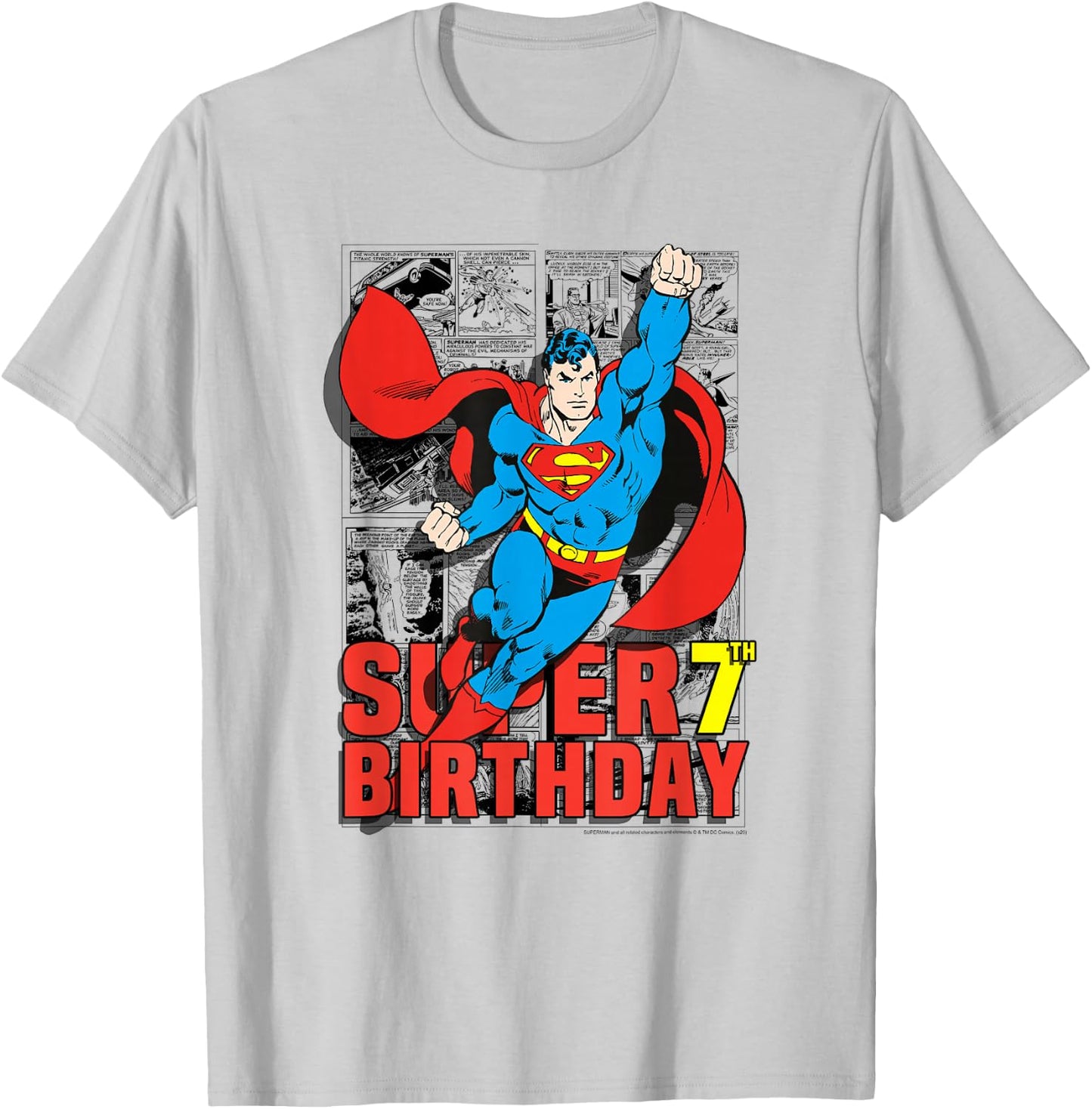 DC Comics Superman Super 7th Birthday Comic T-Shirt - T-Shirt | Ash