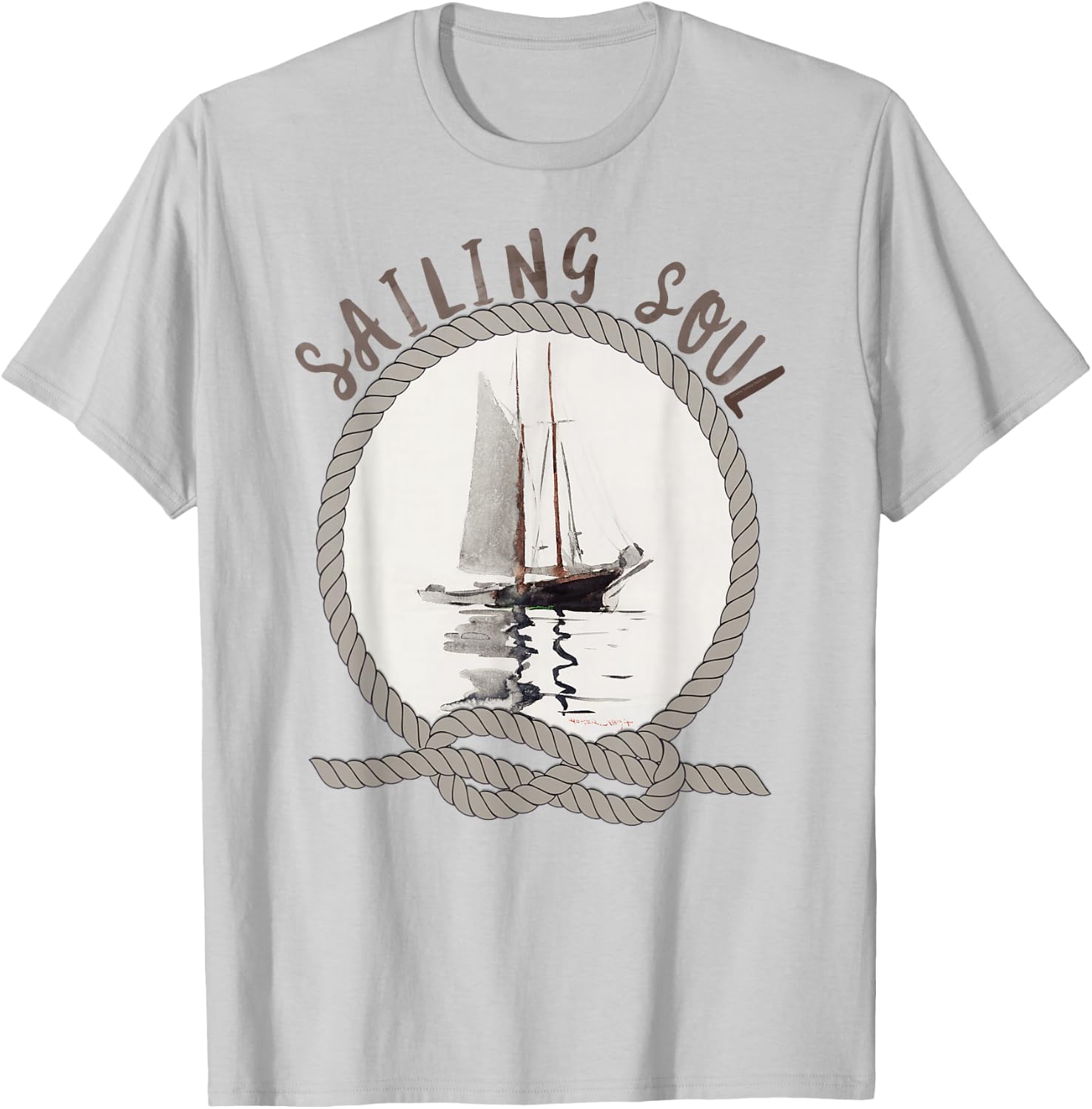 "Sailing Soul" Sailboat Reflections Sailors and Sailing T-Shirt - T-Shirt | Ash