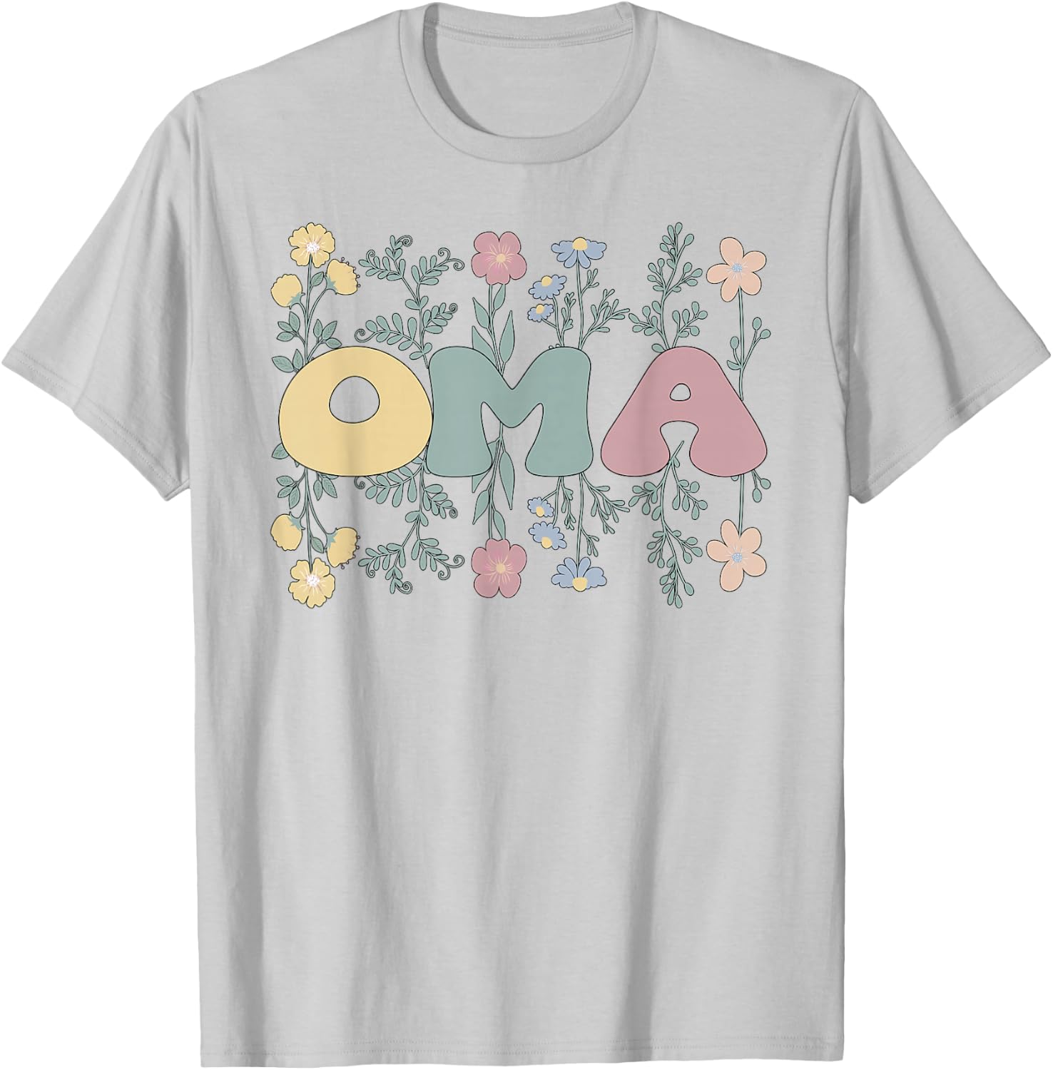 Groovy Oma Grandmother Flowers Oma Grandma T-Shirt - T-Shirt | Ash