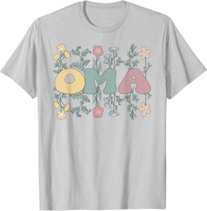Groovy Oma Grandmother Flowers Oma Grandma T-Shirt - T-Shirt | Ash