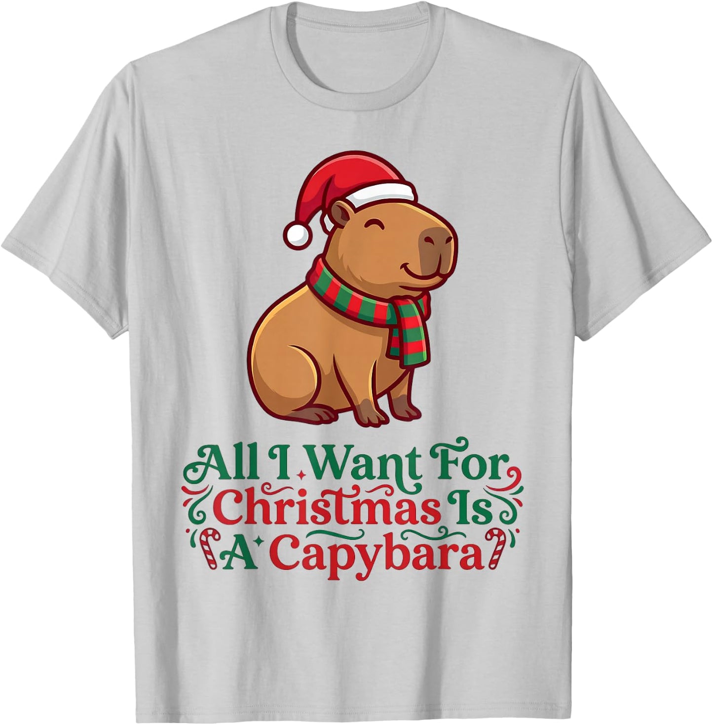 Christmas Capybara Ugly Sweater T-Shirt - T-Shirt | Ash