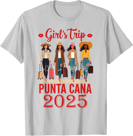 Punta Cana Girls Trip 2025 Funny Vacation T-Shirt - T-Shirt | Ash