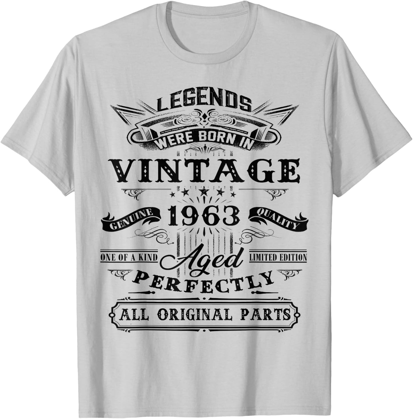 62nd Birthday Gift Legends Born 1963 62 Yrs Old Vintage T-Shirt - T-Shirt | Ash