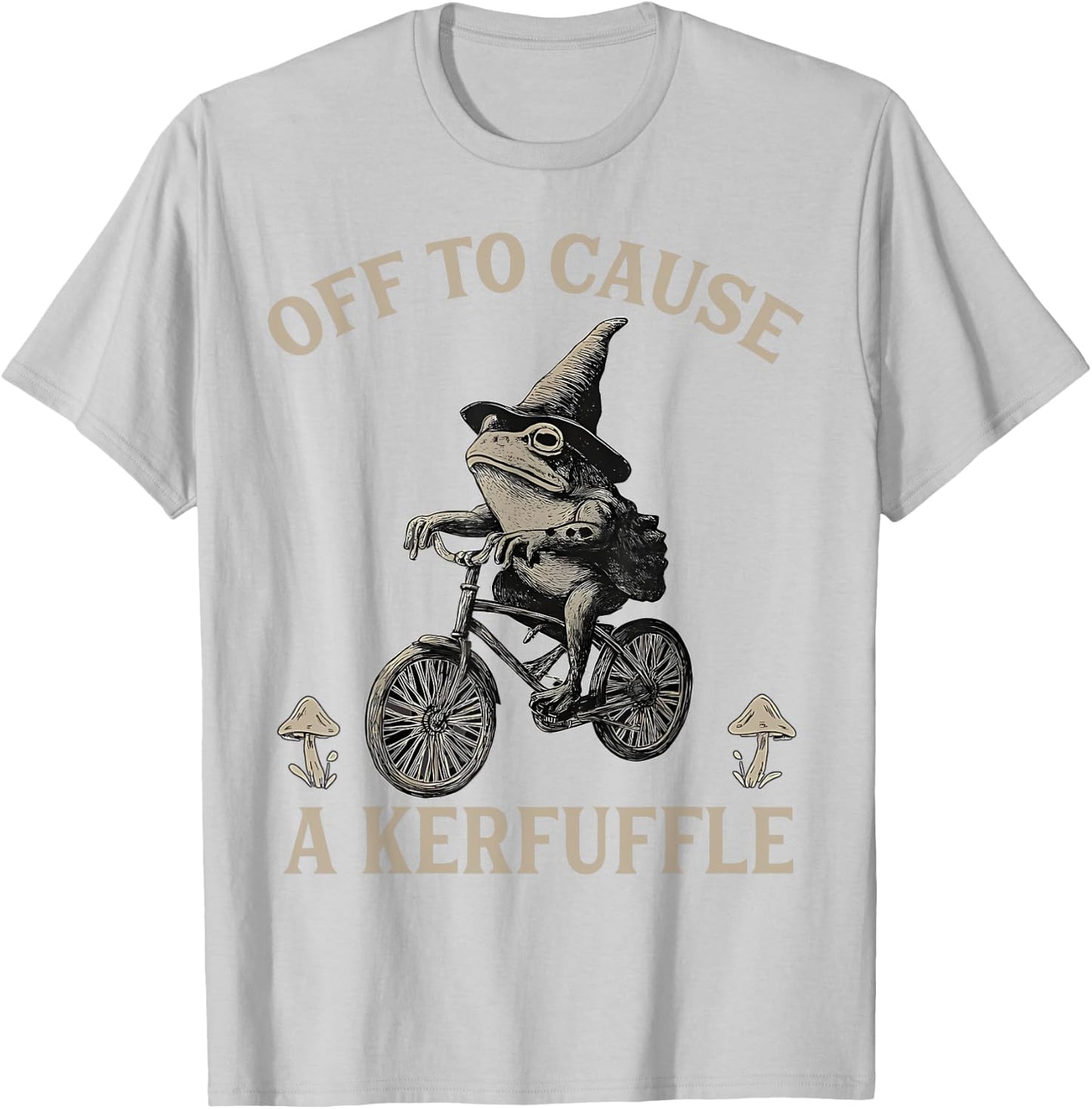 Sarcasm Frog Riding Bicycle Humor Off To Cause A Kerfuffle T-Shirt - T-Shirt | Ash