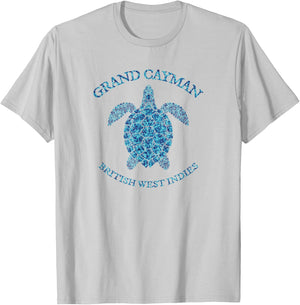 Retro Grand Cayman Islands Sea Turtle graphic vintage T-Shirt - T-Shirt | Ash