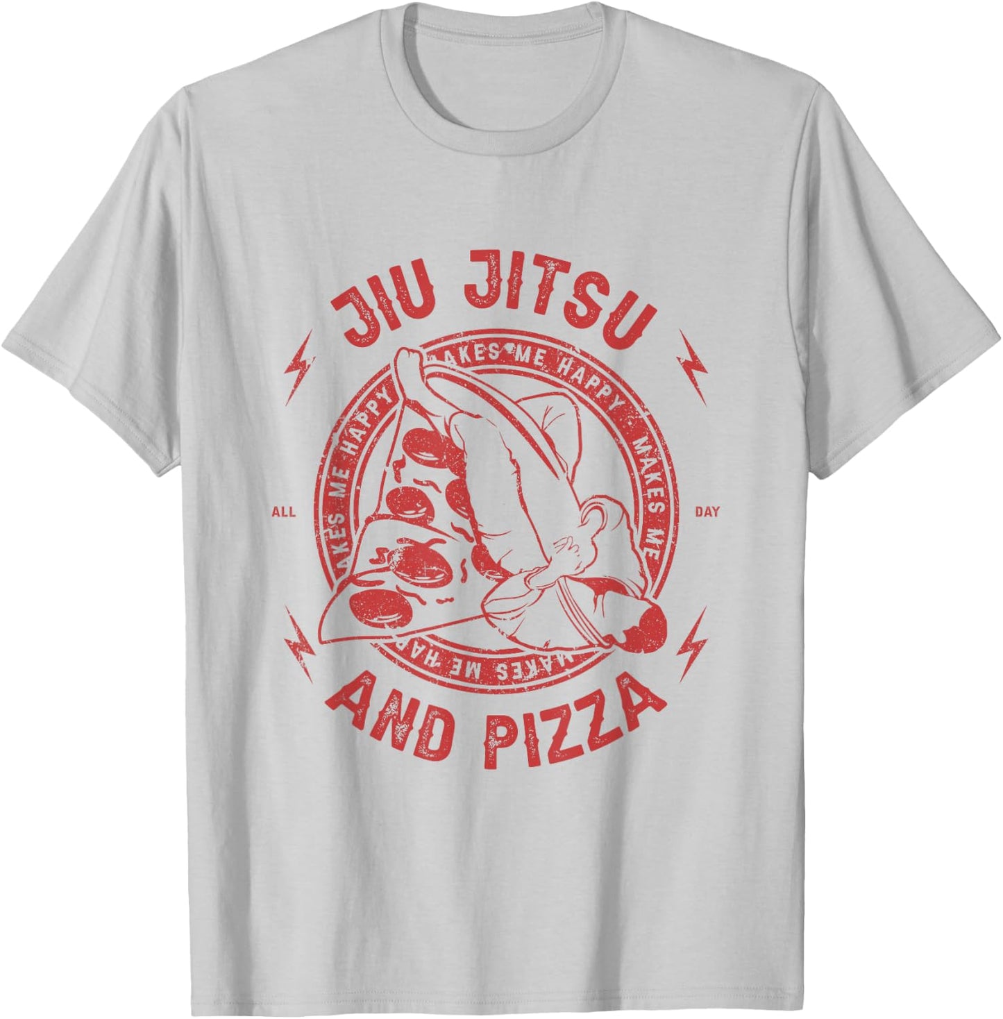 Jiu Jitsu And Pizza Funny Jujitsu BJJ and Mixed Martial Arts T-Shirt - T-Shirt | Ash