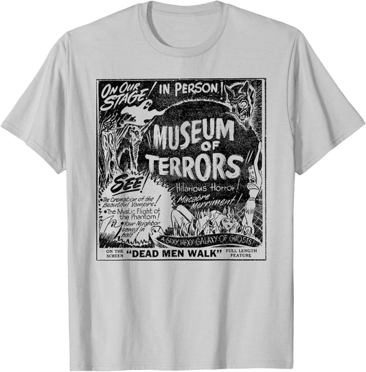 Vintage Halloween Slasher Horror Movie Museum of Terrors T-Shirt - T-Shirt | Ash