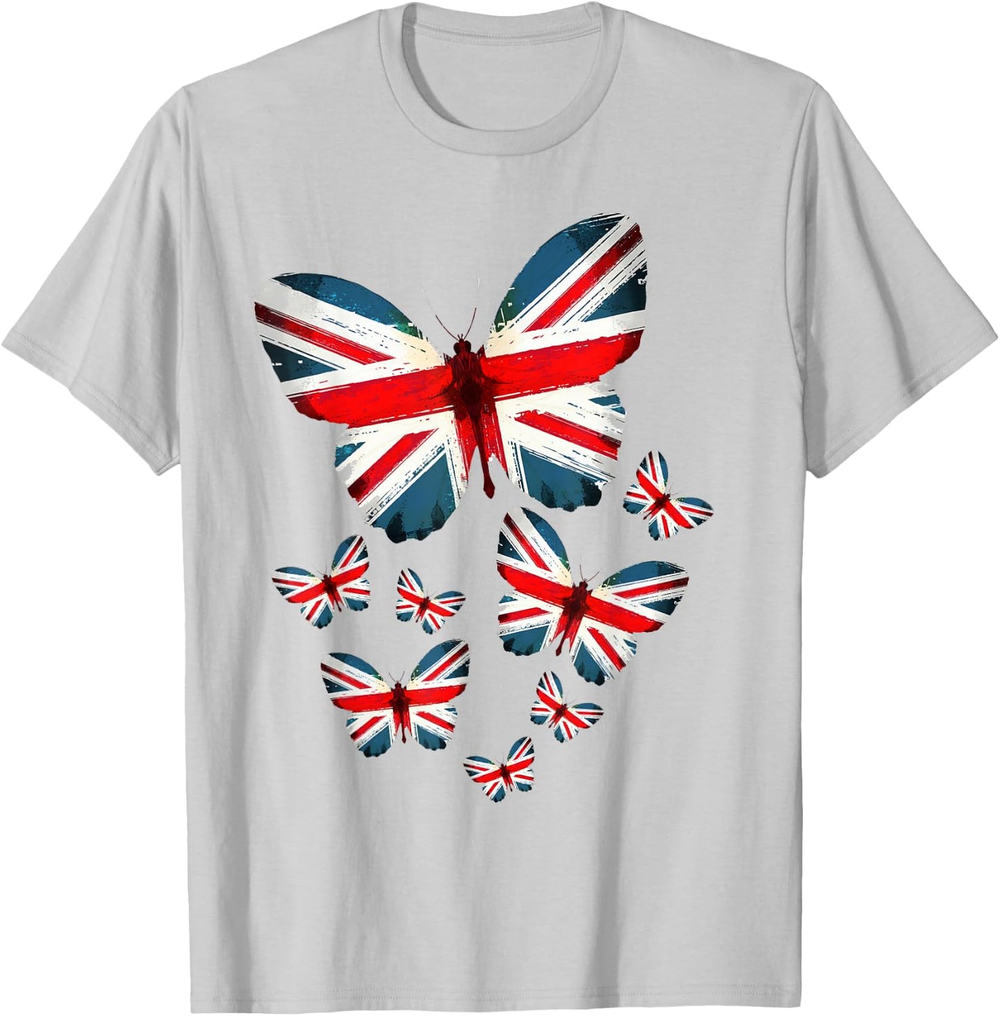 Union Jack Flag Butterfly For Kids & UK British Expats T-Shirt - T-Shirt | Ash
