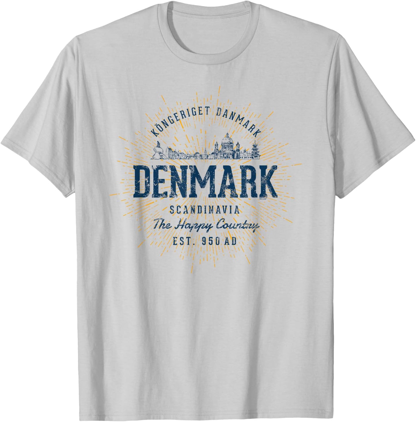 Vintage Denmark Retro T-Shirt - T-Shirt | Ash