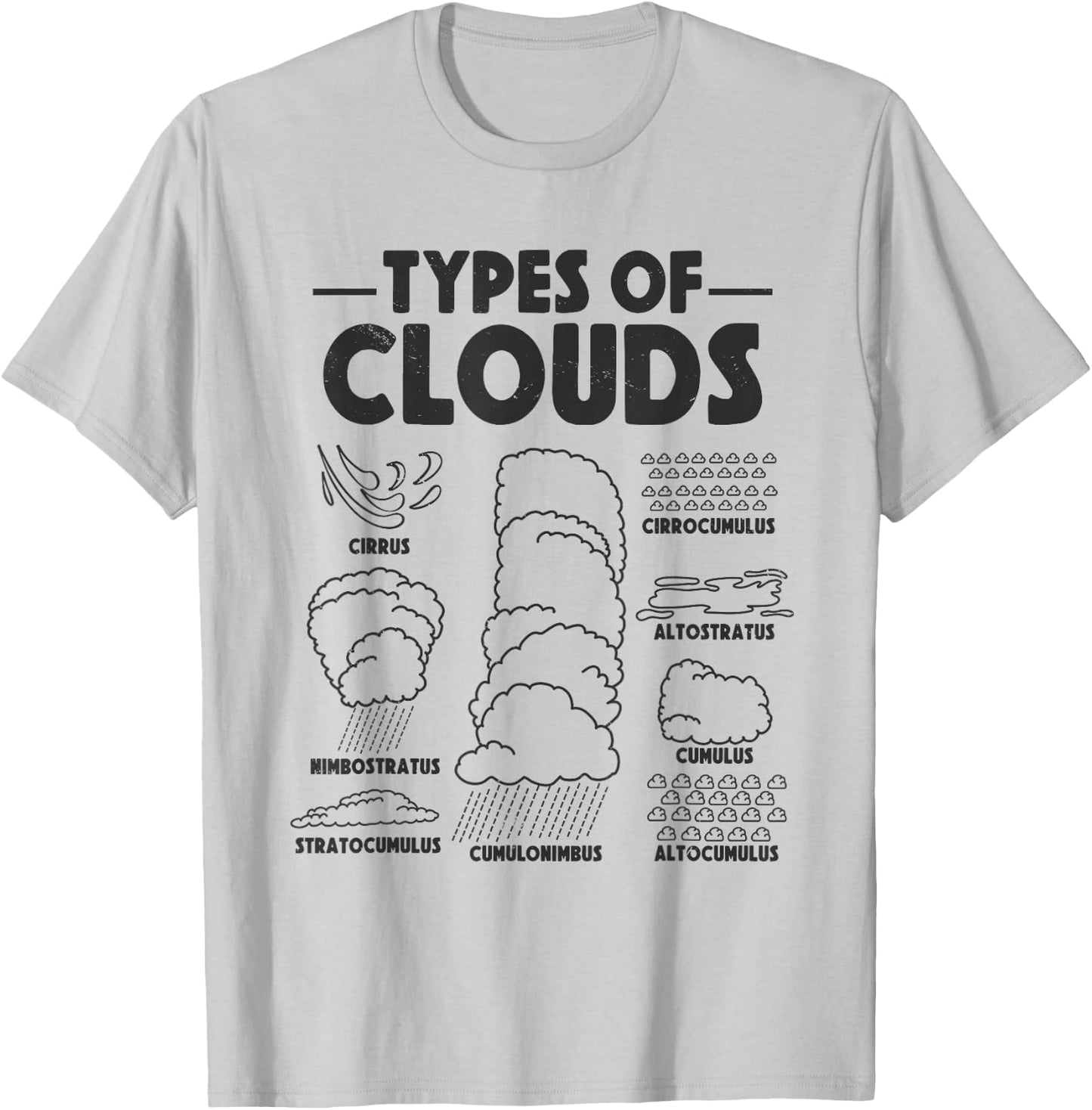 Types Of Clouds Meteorologist Forecasting Weather Clouds T-Shirt - T-Shirt | Ash