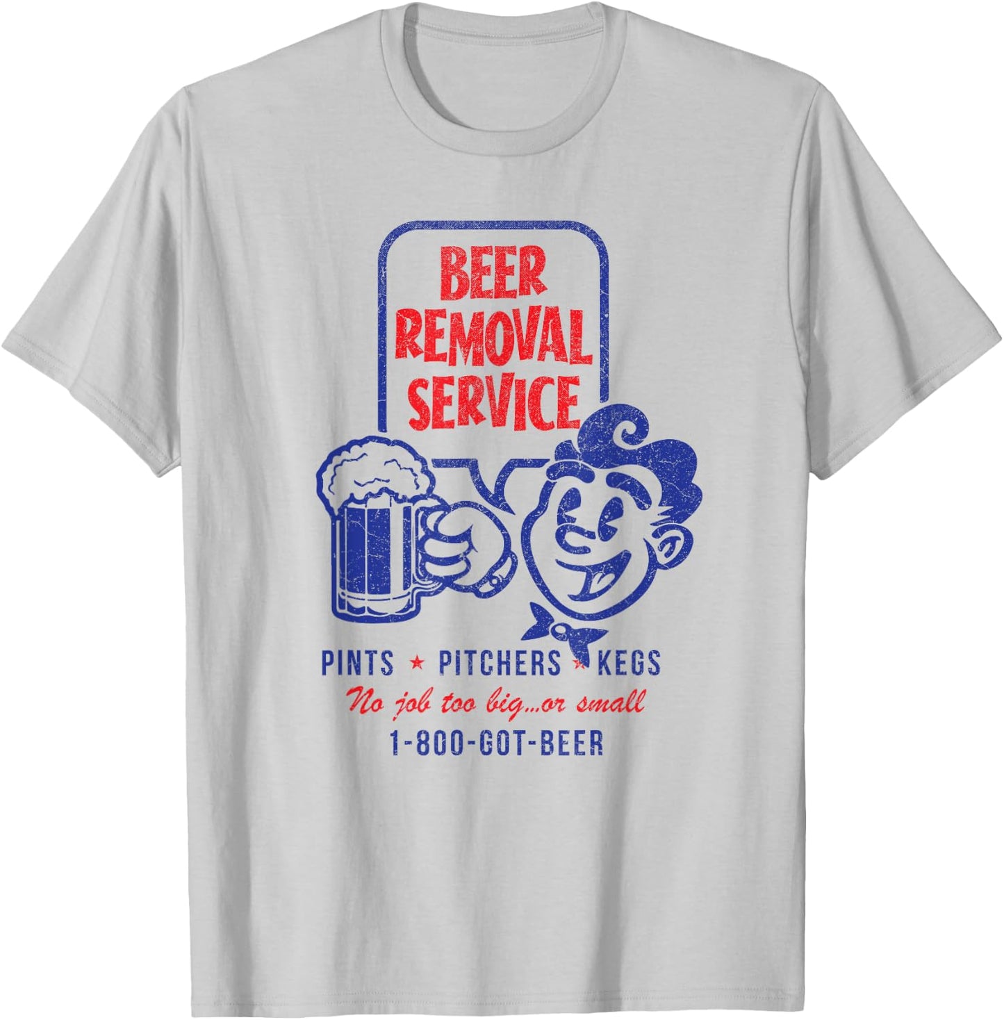 Beer Removal Service - Retro Vintage Funny Beer Drinker T-Shirt - T-Shirt | Ash