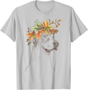 Outline with leaves and branches | American Pitbull Terrier T-Shirt - T-Shirt | Ash