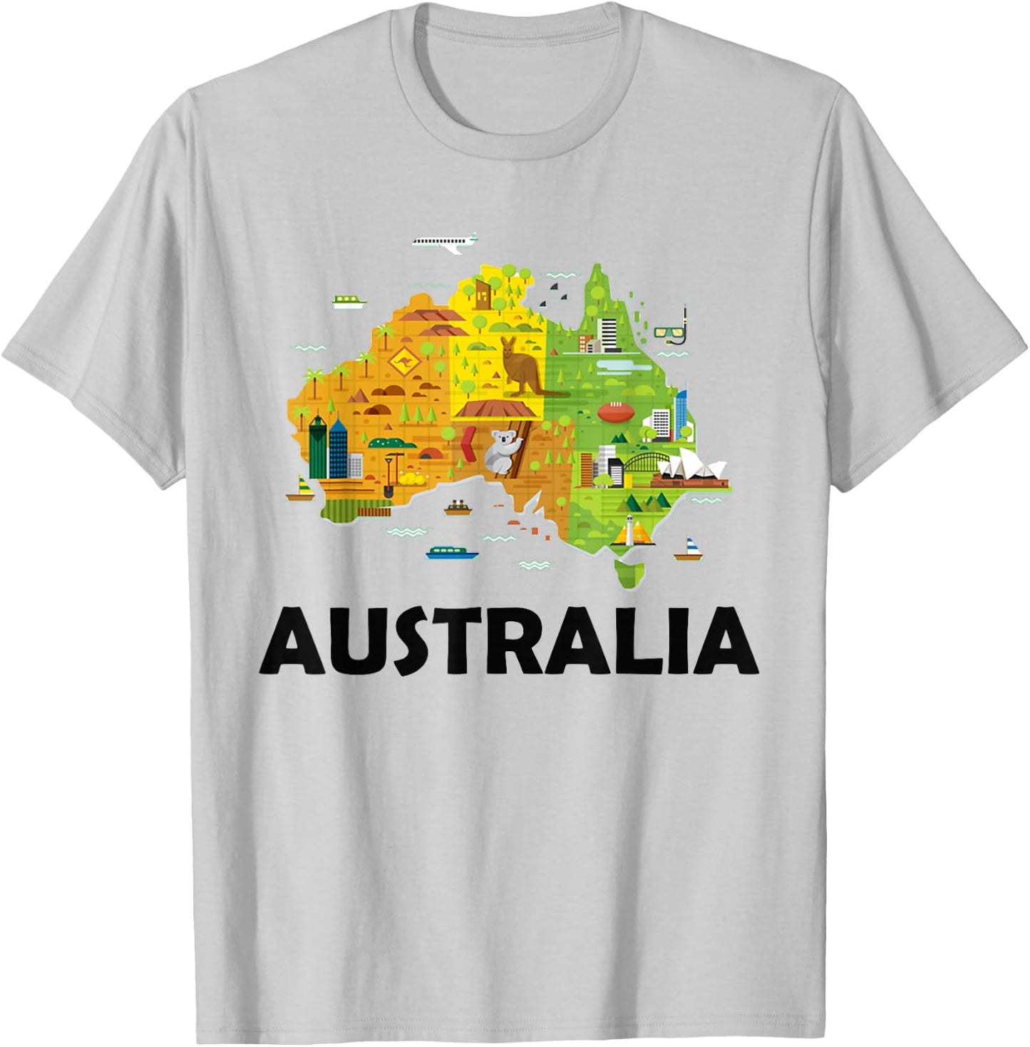 Australia Australian Elements Fun Map Ocenia Small T-Shirt - T-Shirt | Ash