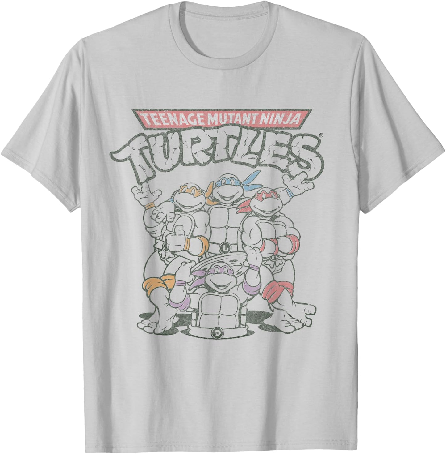 Retro TMNT Group Limited Color T-Shirt - T-Shirt | Ash