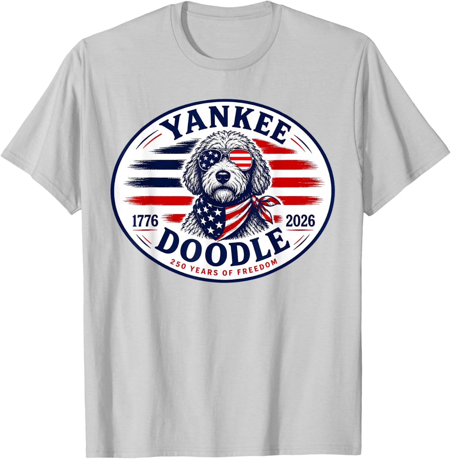 Yankee Doodle Dog 4th of July T-Shirt - T-Shirt | Ash