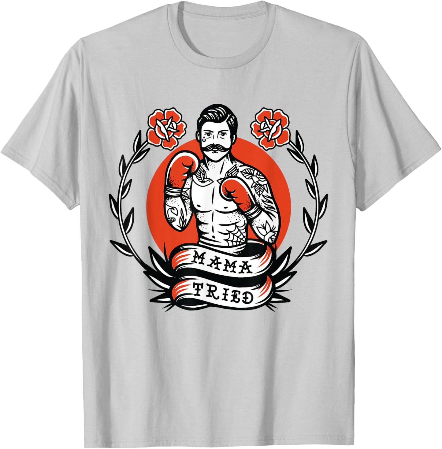 Boxer American Traditional Tattoo Old School Boxing Flash T-Shirt - T-Shirt | Ash