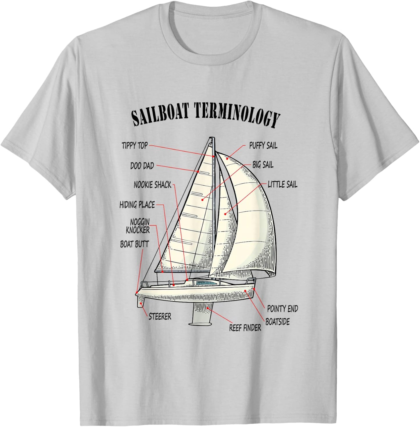 Funny and Completely Wrong Sailboat Terminology T-Shirt - T-Shirt | Ash