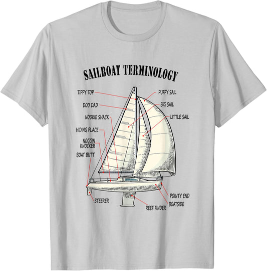 Funny and Completely Wrong Sailboat Terminology T-Shirt - T-Shirt | Ash