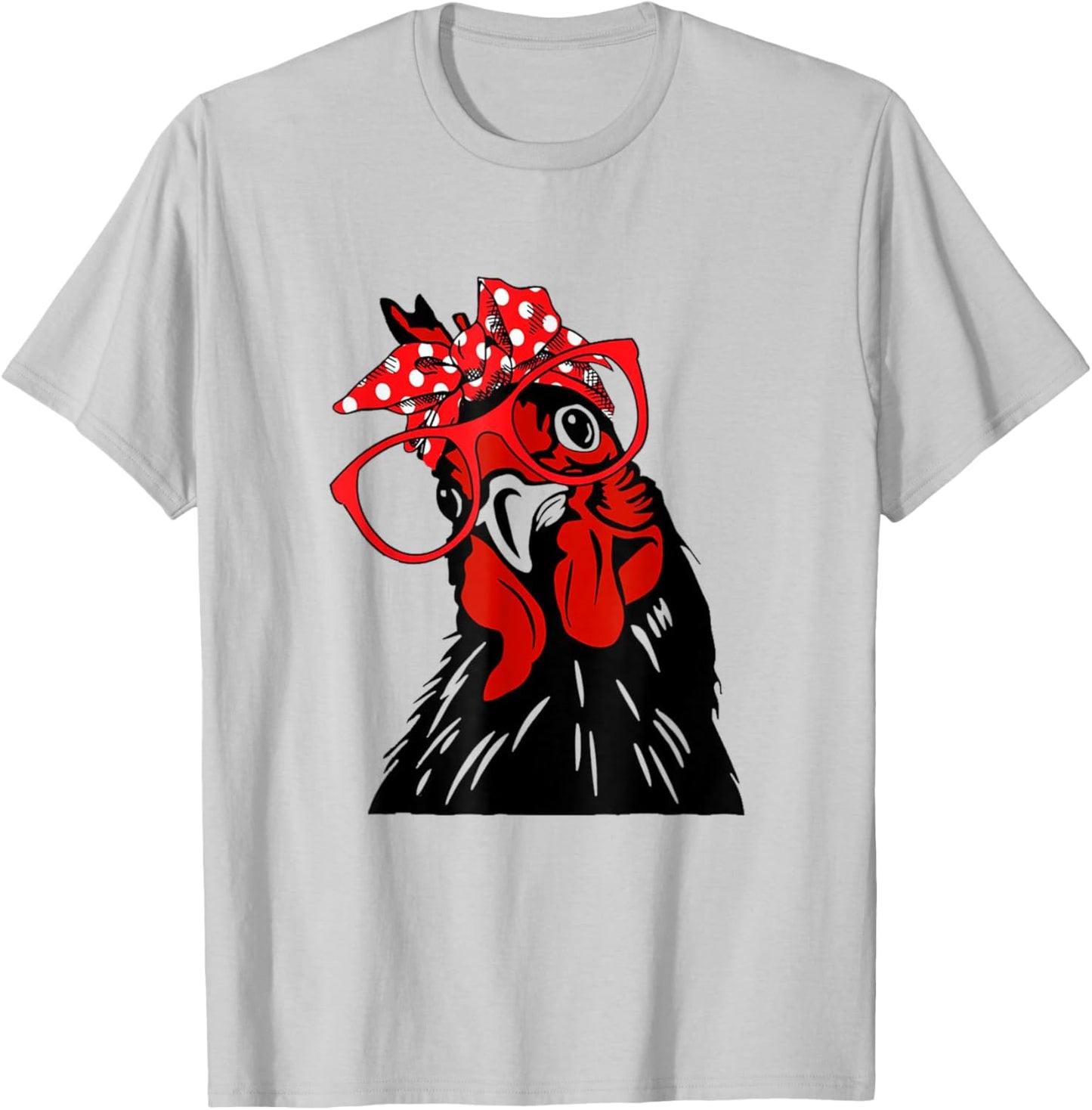 Chicken with bandana headband and glasses cute T-Shirt - T-Shirt | Ash