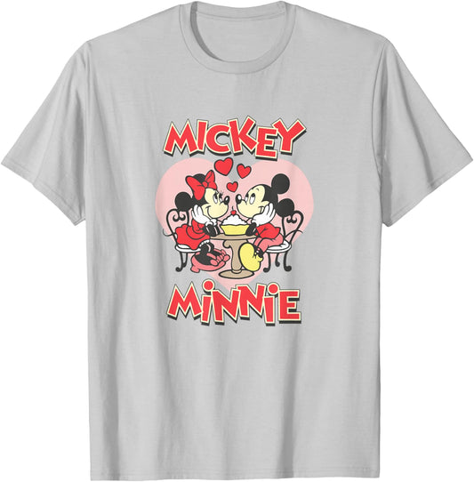Disney Mickey Valentine's Day Mickey & Minnie Hearts T-Shirt - T-Shirt | Ash