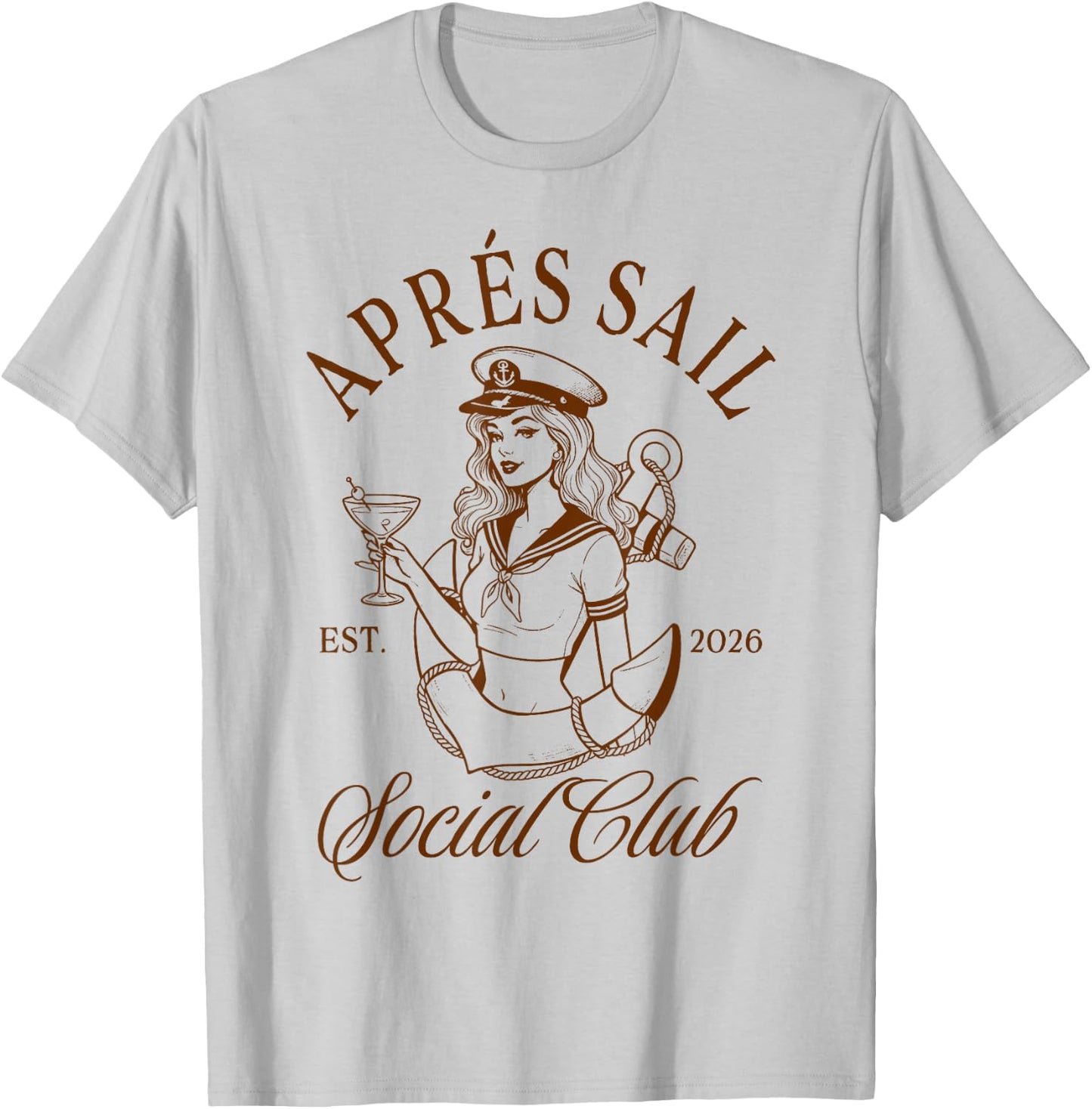 Girls Trip Fishing Lover Apres Sail Social Club Est. 2026 T-Shirt - T-Shirt | Ash