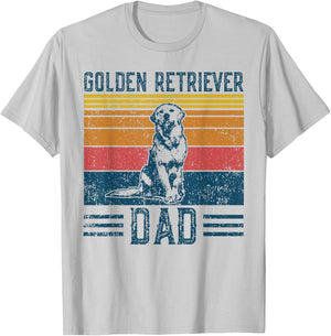 Dog Golden Dad - Vintage Golden Retriever Dad T-Shirt - T-Shirt | Ash
