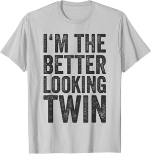 Funny Twins Shirt Birthday Gift Sibling Twin T-Shirt - T-Shirt | Ash