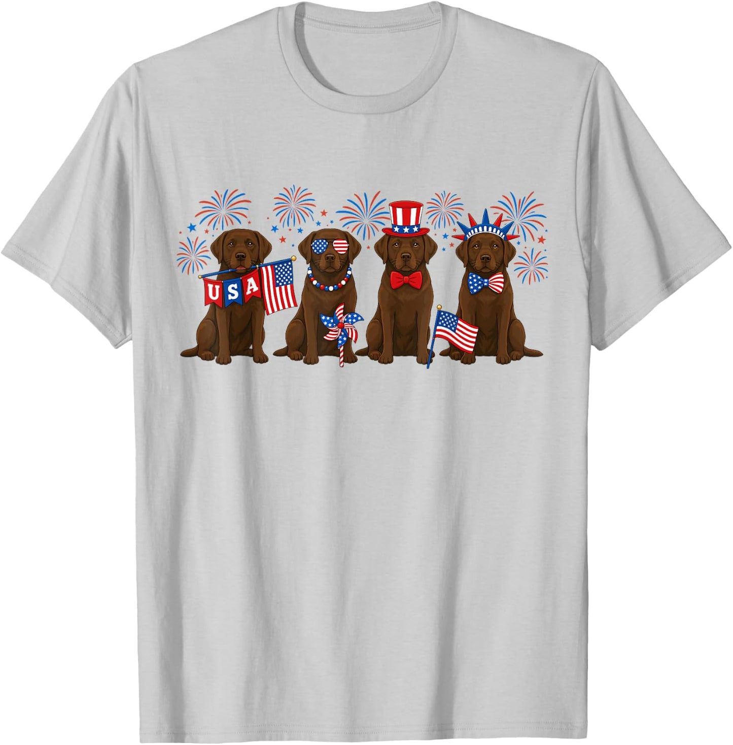 Patriotic 4th July Chocolate Lab Labrador American Flag Men T-Shirt - T-Shirt | Ash